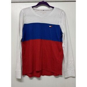 Tommy Hilfiger Sport Women's Size L Long Sleeve Tee Top Blue Red White Logo